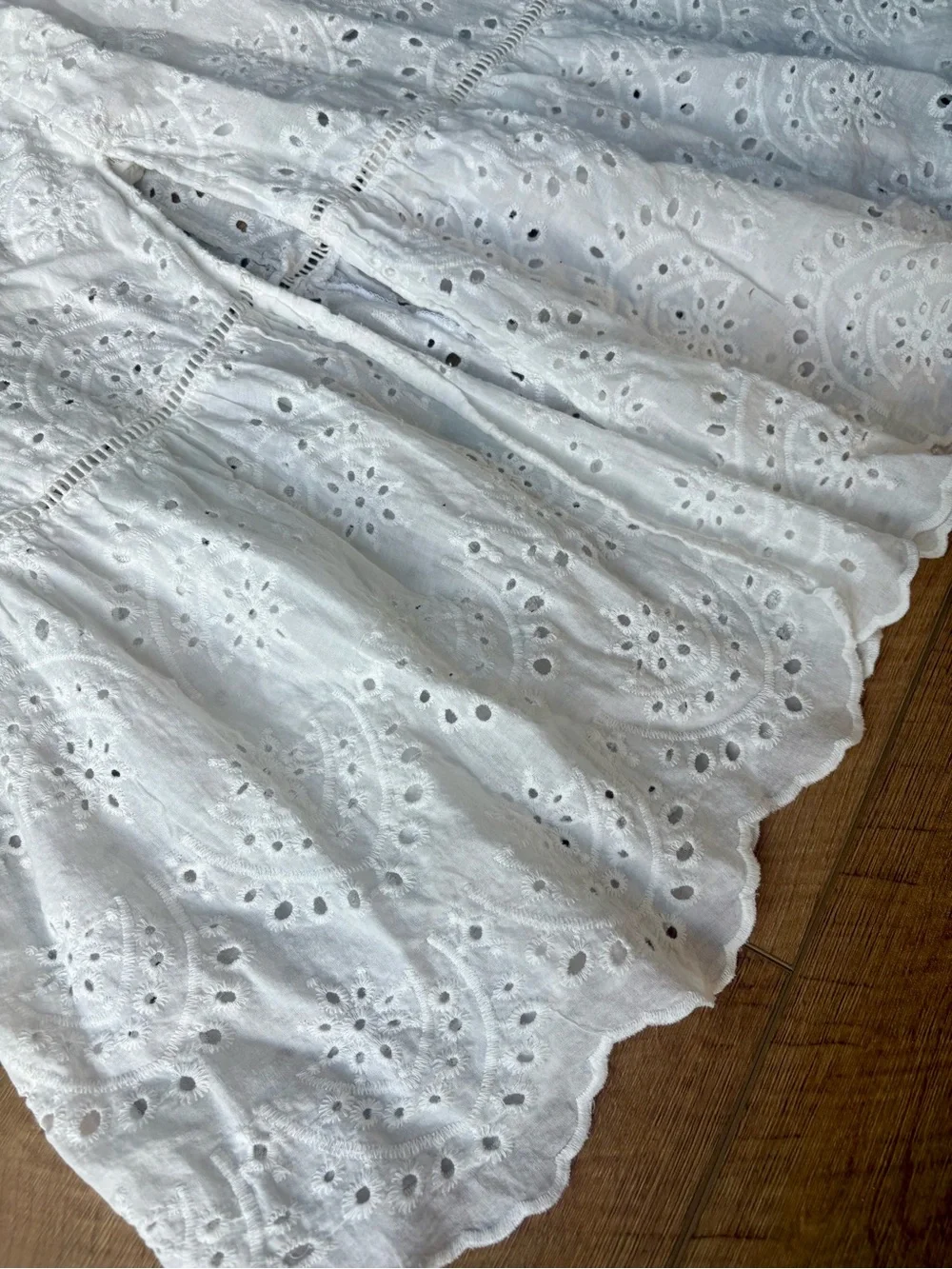 Altar'd State White Eyelet 100% Cotton Midi Coastal Cottage Dress. Size Medium - Picture 7 of 12